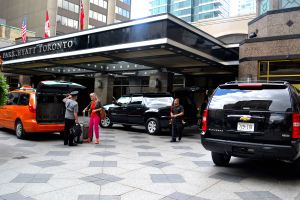 In Front of the HYATT