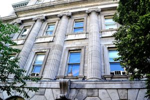 Looking up at another intimidating building
