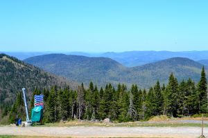 Walking along the paved road at the top of Mont Tremblant