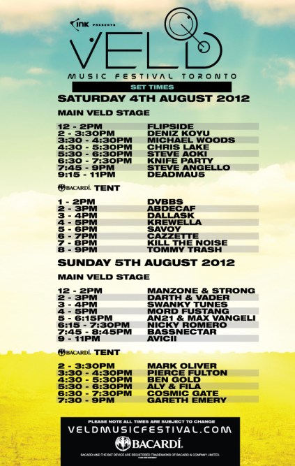 VELD Music Festival set times VELD Music Set times